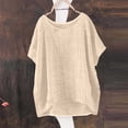 thumbnail image 2 of GZWYHT Linen Shirts For Women，Plus Size Tops Tunic Shirts for Women Solid Color Cotton Blouses for Women Cotton Tops for Women T Shirts for Women Spring Tops Beige L, 2 of 6