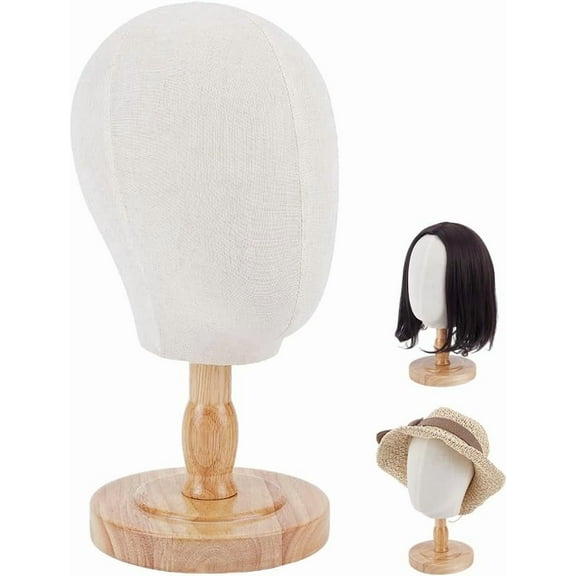 PH Wig Head Stand Heads With Stand Canvas Wig Head Stand 21" Detachable Wig Heads Model Stand for Styling Hat Cap Wigs Helmet Bridal Veil Beanies Jewelry Headband Display White