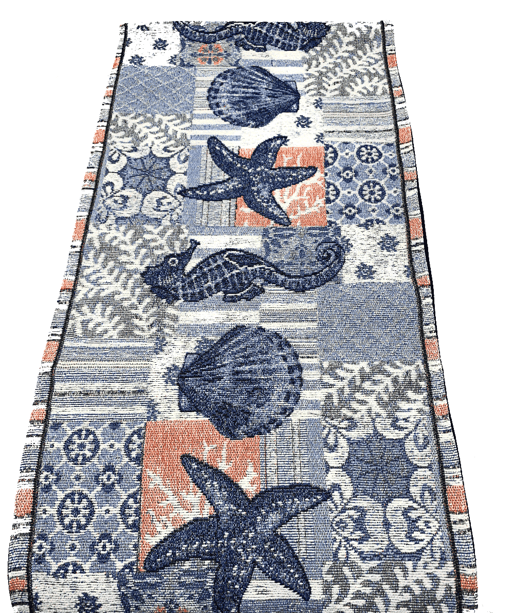 Windham Home Coastal Nautical Seascapes Tapestry Table Runner, 72Inch