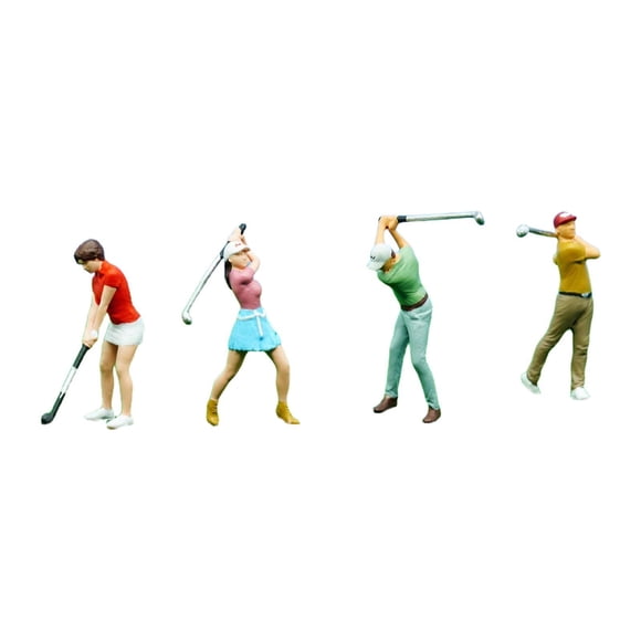 4 figuras de golfistas en miniatura a escala 1:64, dioramas, mesa de arena para jugar al golf, decoración, figuras de golf al aire libre, modelo de sin bolsa