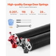 thumbnail image 2 of VEVOR Garage Door Torsion Springs, Pair of 0.207 x 2 x 24 in, 16000 Cycles, Electrophoresis Black Coated for Replacement, Garage Door Springs with Non-Slip Winding Bars, Gloves and Mounting Wrench, 2 of 9