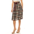 thumbnail image 2 of Women's Elegant Solid A-Line Midi Skirt with High Waist and Satin Tie Belt, 2 of 6