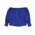 thumbnail image 2 of bar III Womens Off The Shoulder Pullover Blouse, Blue, X-Small, 2 of 2