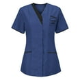 thumbnail image 2 of YUGYXL Womens Short Sleeve Shirts Nurse Work Uniform Tunics Scrub Tops with Pockets Front Button Up Workwear Z Blue XXL, 2 of 4
