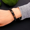 thumbnail image 4 of 10MM Black Onyx Stone Initial Bracelet for Men Letter Link Handmade Tiger Eye Bead Braided Rope Bracelet Gifts Mens Bracelet, 4 of 5