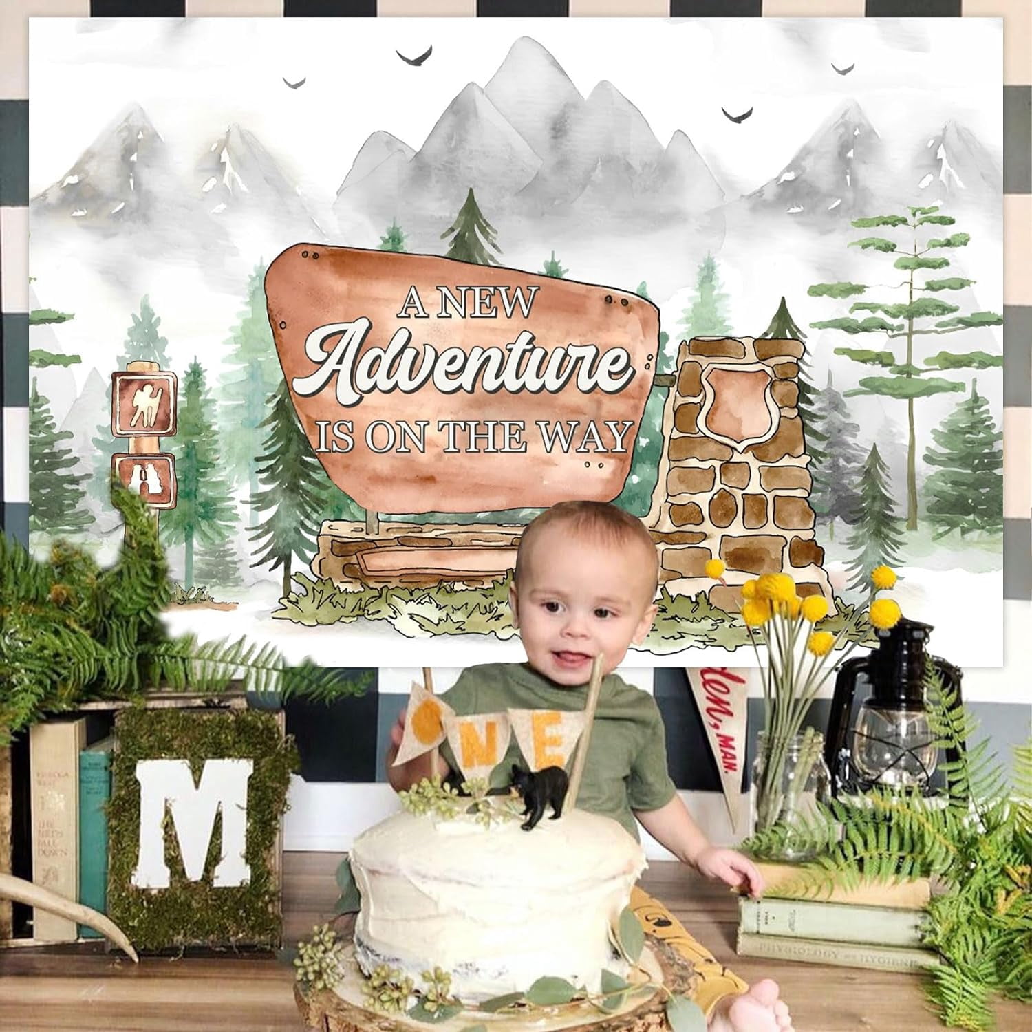 Nature Themed Baby Shower Decorations Adventure Baby Shower Backdrop Banner a New Adventure is On The Way Baby Shower Decorations for Photography Background