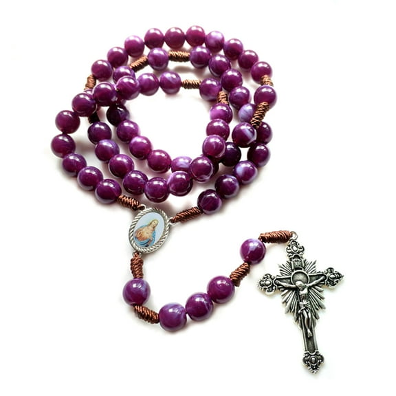 Vintage Rosary Catholic Prayer Beads Necklace Christ Jesus for Cross Pendant Necklace Beaded Religious Jewelry Gift