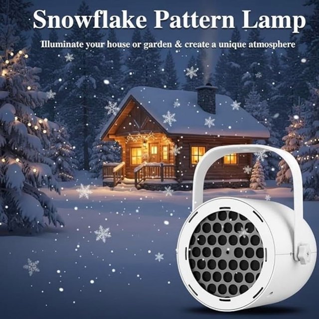 Proyector de Luces Navideñas con 16 Luces Usb y Copos de Nieve para Decoración de Interiores y Exteriores para Sala de Estar. Alimentación Por Usb con Soporte Giratorio de 360 Grados.