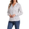 thumbnail image 4 of INSPIRE CHIC Women's 1950s Vintage Long Sleeve Printed Button Down Tops L White Heart, 4 of 5