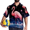 thumbnail image 4 of Starry Sky Flamingo Men's Hawaiian Short Sleeve Printed Button Down Poplin Casual Summer Beach Shirt, Unisex, 4 of 6