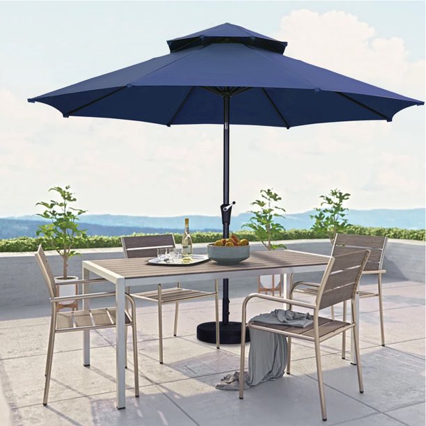 Outdoor Basic 11FT 2 Tiers Market Umbrella Patio Outdoor Table