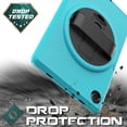 thumbnail image 6 of K-Lion Rugged Case for Samsung Galaxy Tab A8 10.5 inch X200 X205,Kids Friendly Heavy Duty Silicone Case Hand Strap Kickstand Shockproof 3-Layer Protection Cover for Samsung Galaxy Tab A8 10.5 , Blue, 6 of 7