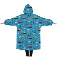 thumbnail image 2 of Oversized Wearable Blanket Hoodie,Cartoon Construction Vehicles Signs Sherpa Blanket Hoodie with Super Pockets,Super Warm Fuzzy Pullover for Women & Men, 2 of 6