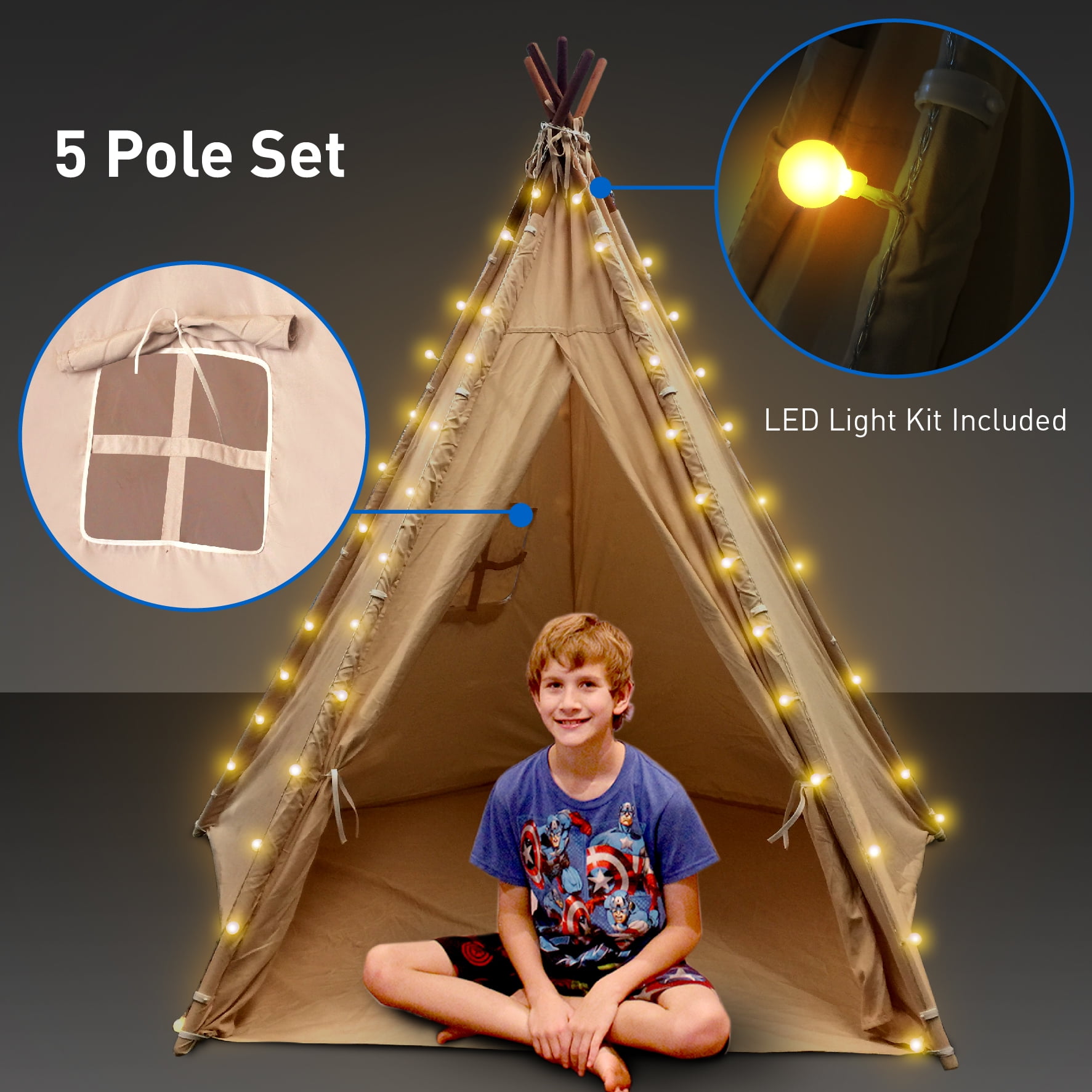 Large  Teepee Indian Tent For Adult & Kids Wedding Party Decor Indoor Outdoor UK