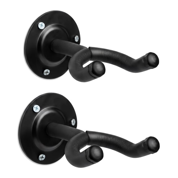 2Pcs Guitar Wall Hanger U Shaped Bass Ukulele Stand – Steel Holder Opens 2.1in for Acoustic Electric Classical Guitar, Black