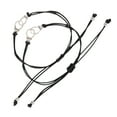 thumbnail image 3 of 2Pcs Hand Woven Leather Wrist Chian Adjustable Bracelets Fashion Bangle Simple Jewelry (Black), 3 of 8