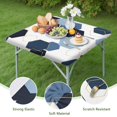 thumbnail image 4 of Blue Gold Hexagon Marble Square Fitted Tablecloth with Elastic Edge,Square Table Cover,Washable Elastic Table Cover for Home Kitchen Party Decor 34"x34", 4 of 6