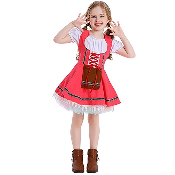 Godom Little Girls Dress Short Sleeve Dress Cotton Casual Spring Summer Applique Dresse Tween Dresses