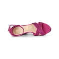 thumbnail image 4 of BLISSFUL STEP Women's Glitter Platform Crisscross Straps Block Heel Sandals Hot Pink 10, 4 of 7