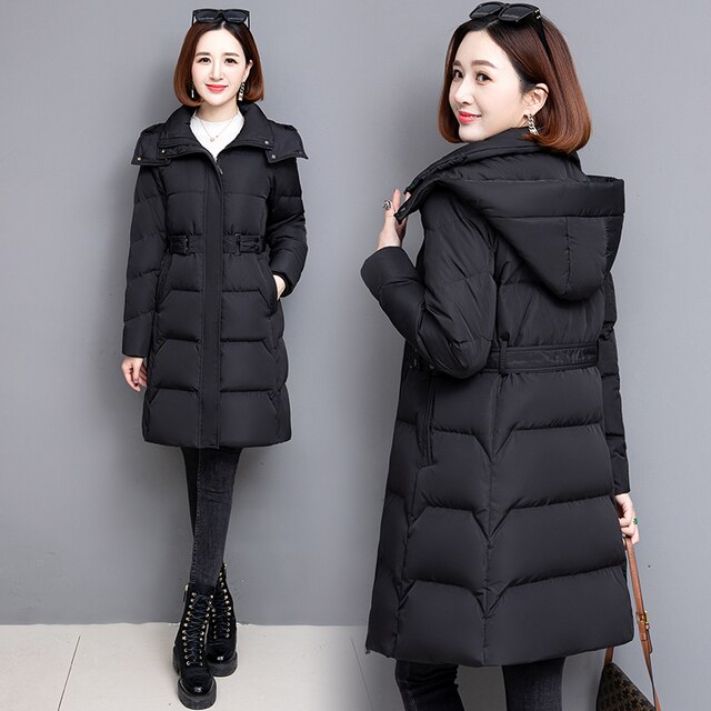 DanceeMangoo White Duck Down Coats for Women Mid-long Puffer Jacket Women Winter Women's Clothing Fashion Thickened Coat Doudoune Femme