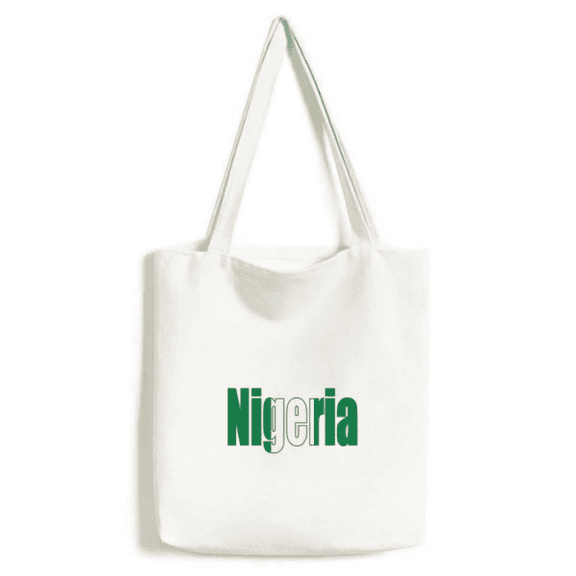 Nigeria Country Flag Name Tote Canvas Bag Shopping Satchel Casual Handbag