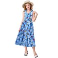 thumbnail image 5 of Rhuody 5-6 Years Clothes For Girls Solid Color Floral Prints Sundress Round Neck Sleeveless Girls Dresses Simple Style Summer Lovely Playsuit Blue, 5 of 6