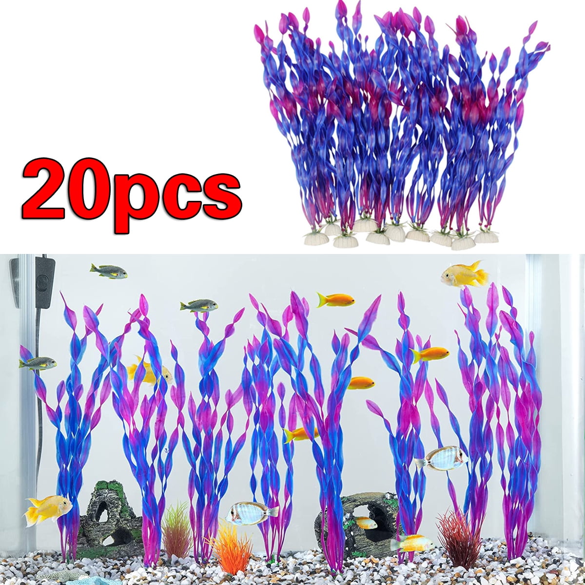 20 Pack Artificial Seaweed Decorations Plastic Seaweed Water Plants for