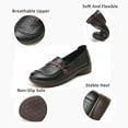 thumbnail image 3 of Women's Leather Cutout Flat Loafers Comfort Round Toe Slip On Softsole Walking Driving Flats Breathable Lightweight Casual Shoes, 3 of 7