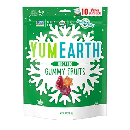Yumearth Organics Holiday Fruit Gummies  Cherry/Peach/Strawberry  0.7 Oz 10 Count(Pack of 1)