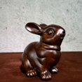thumbnail image 3 of Rosewood carved rabbit figurine, solid wood zodiac rabbit, home living room decoration, handicraft, housewarming gift., 3 of 4