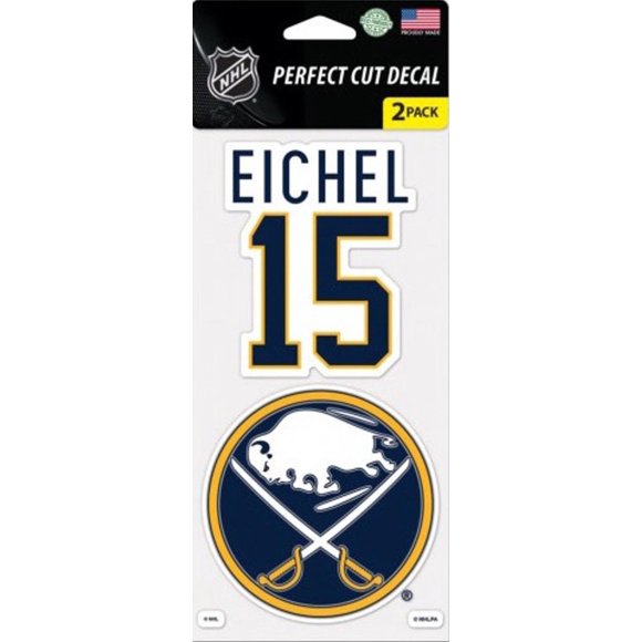 Wincraft Buffalo Sabres Jack Eichel Perfect Cut Decal/Sticker Set of 2 NHL 4x4