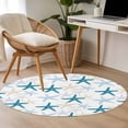 thumbnail image 4 of Ocean Blue Starfish Round Area Rug 4Ft Washable Circle Rugs for Bedroom Dining Room, Summer Coastal Beach Non-Slip Carpet Floor Mats Indoor Outdoor Carpet Runner Aesthetic Home Decor, 4 of 8