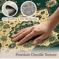 thumbnail image 6 of ODIKA 9'x12' Dark Green Boho Vintage Cottagecore Witchy Washable Area Rug Moody Style Medallion Worn Frame Ornate Symmetric Motif Non-Shedding, Easy Care for Master Suite, California King, Under Bed, 6 of 7