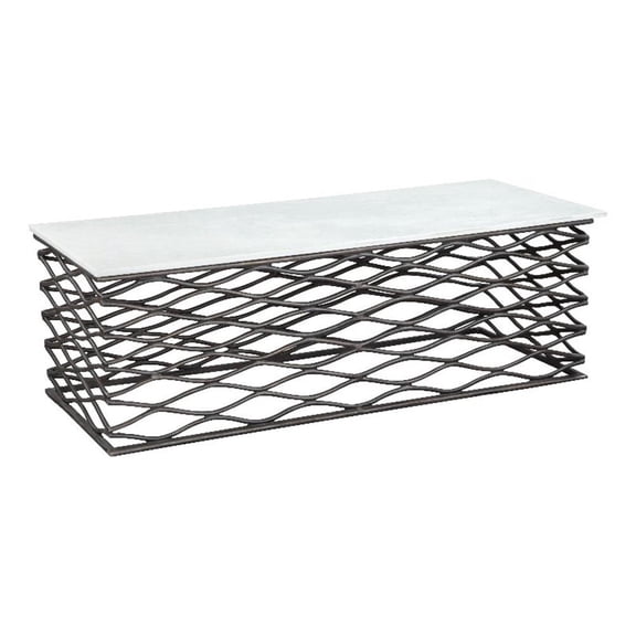 ZUO Duchess Coffee Table in White & Antique Bronze