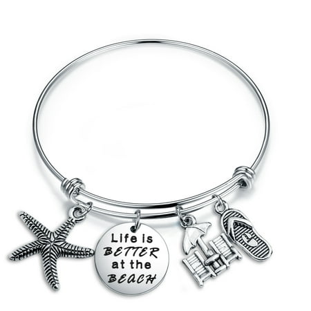 LIFE is BETTER at the BEACH Charm Bracelet Summer Beach Jewelry Best Gift for Beach