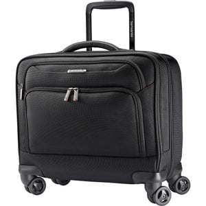 Samsonite Xenon Carrying Case (Suitcase) for 15.6  Notebook - Black Xenon 3 Mobile Office equips you with professional style and cutting edge innovation. Five-stage  retractable handle and dual-spinner wheels let you effortlessly travel longer distances with a fully loaded bag. Back compartment has cross straps to keep your belongings securely together. Front panel has two  large pockets to keep your frequently used supplies within easy reach. Smart sleeve allows the case to slide over upright handle tubes for easy transport. Padded laptop compartment protects most 15.6  laptops from shocks while traveling. Tablet pocket lets you also keep your tablet safely protected in a separate location to prevent it from contacting your other items.