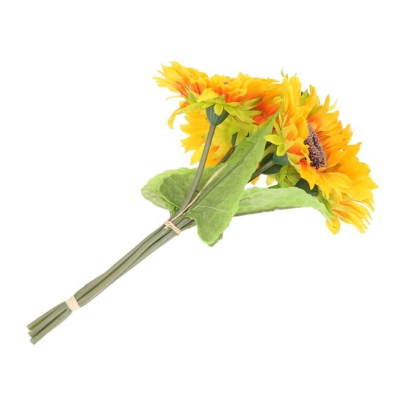 HEMOTON Orange Silk and Plastic Fake Sunflower with Iron Wire for Decoration Lifelike and Realistic 1 Bunch