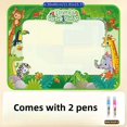 thumbnail image 1 of DEBGFS Reusable Magic Water Drawing Mat for Youngsters - Extra Large  Washable Doodle Pad with Pens - Pink/Green/Blue Polyester Art & Crafts,Animal World, 1 of 7