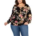 thumbnail image 1 of Style & Co. Womens Smocked Pullover Blouse, Black, Plus Size, 0X, 1 of 5