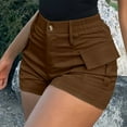 thumbnail image 2 of TRUBKH shorts for women athletic shorts for women linen shorts womens shorts casual bermuda shorts for women Women's High Waist Button Streetwear Cargo Shorts With Pockets Brown M, 2 of 9