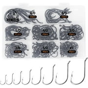 UCEC Circle Hooks Octopus Hooks for Saltwater Freshwater, 170pcs/box High Carbon Steel Offset Fishing Hook for Catfish Trout Fishing Size #1 1/0 2/0 3/0 4/0 5/0 6/0 8/0
