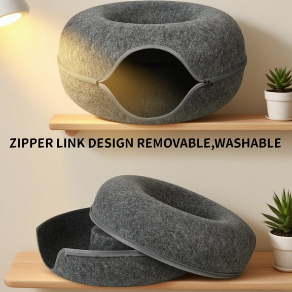 Ceenwes Cat Tunnel Bed, Scratch-Resistant Donut Cat Bed, Can Accommodate Medium, Small And Large Cats, Detachable And Washable ( Dark Gray 20in)