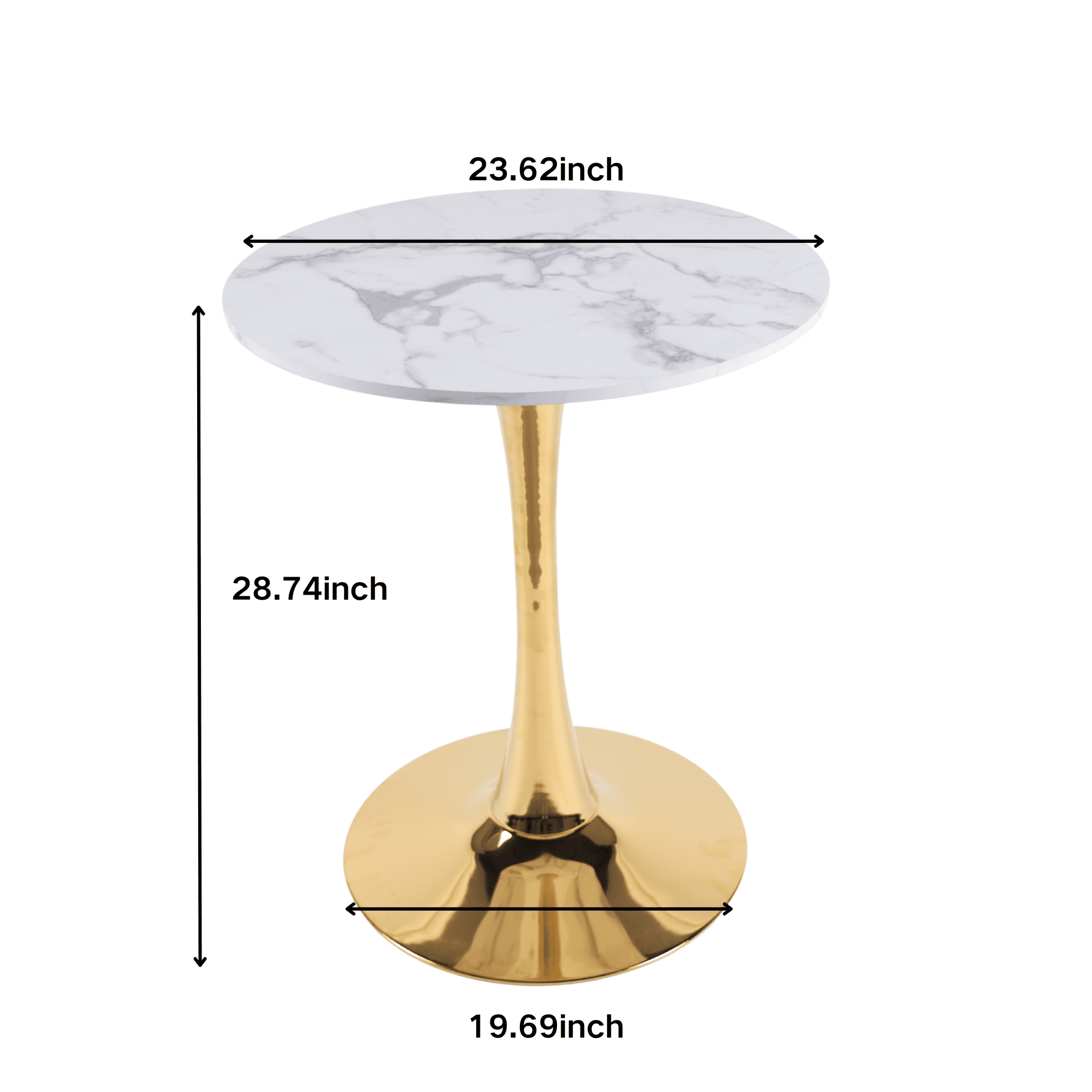 Euroco 23.6" Round Dinning Table for 2-4,Modern Kitchen Table with Metal Pedestal Base & Tulip Design for Dining, Tea & Lounge,White