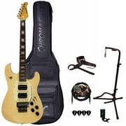 Sawtooth ES Hybrid Natural Flame Electric Guitar with Gig Bag and Accessories