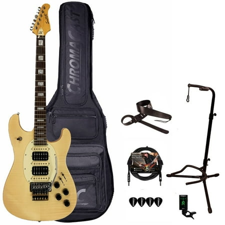 Sawtooth ES Hybrid Natural Flame Electric Guitar with Gig Bag and Accessories