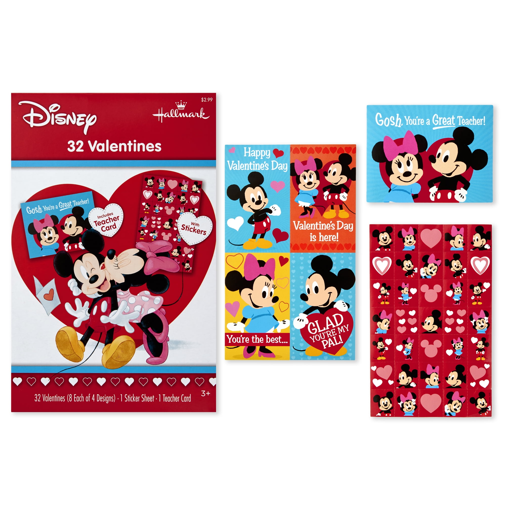 Disney Store MICKEY & MINNIE 25 Note Card Gift Set Envelopes Stickers 