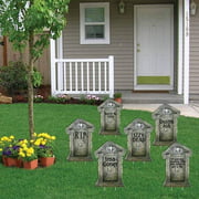 VictoryStore Fake Tombstones Halloween Yard Decoration Display, Outdoor Halloween Décor - Set of 6, 21.3" X 14.8"
