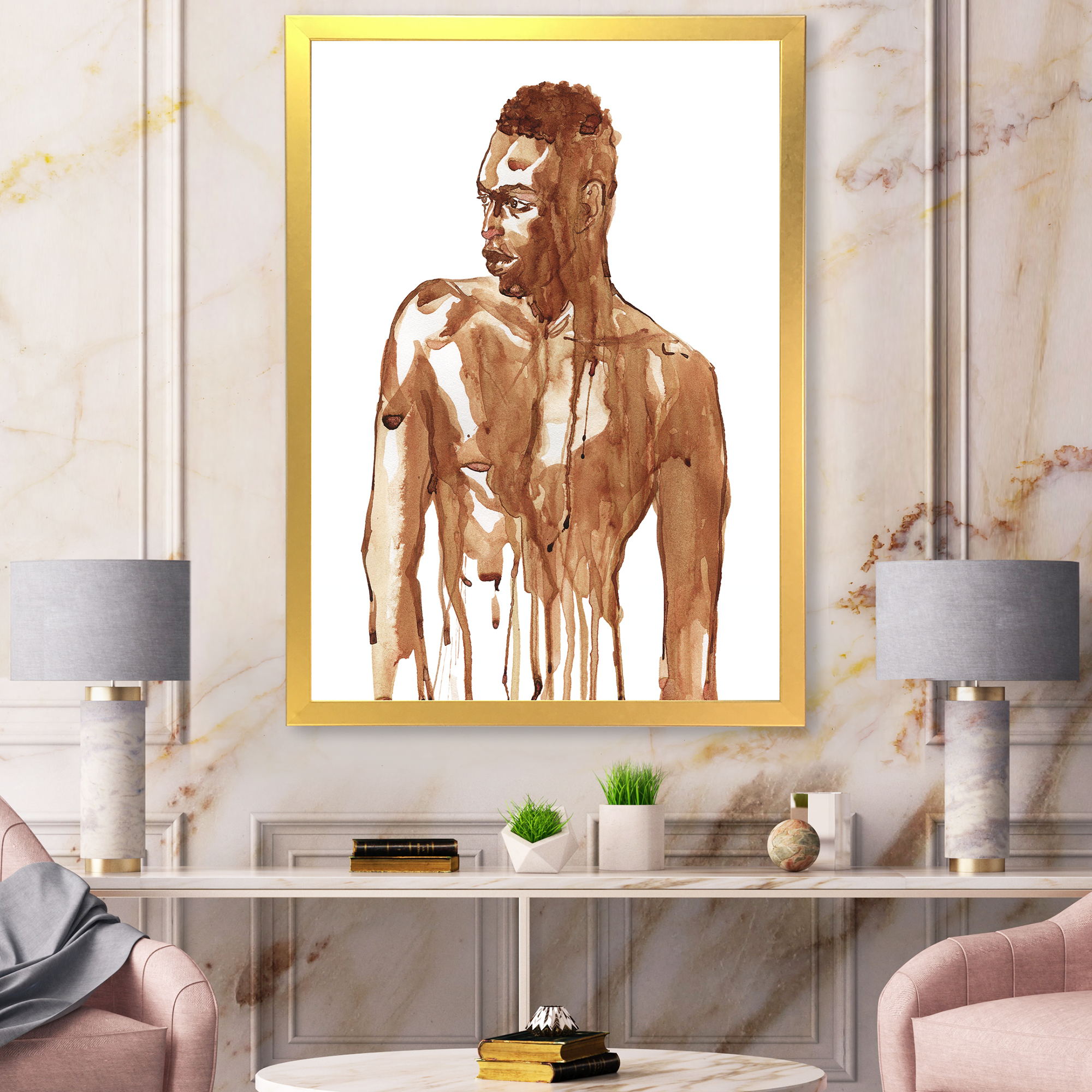Designart 'Portrait of Handsome African Man On White II' Modern Framed Art Print