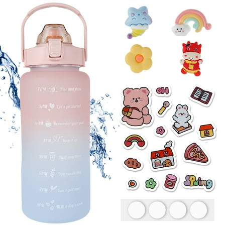 

2 Litre Motivational Water Bottle with Time Markings Large Capacity Water Jug Portable Sport Drinking Bottle with Straw and Handle BPA Free Drink Mug for Travel Outdoor Home Office