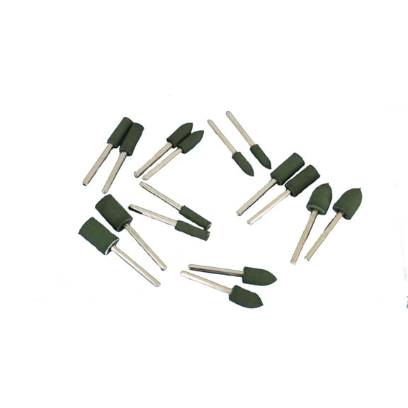 TEMO 16 pc Rubber Polishing Burr 4, 6, 8, 10 mm (5/32, 1/4, 5/16, 3/8 Inch) Bullet Cylinder with 3 mm (1/8 Inch) Shank for Dremel and Compatible
